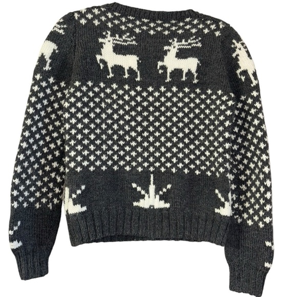 Christmas Sweater Reindeer Gray White Holiday Women’s S Knit Winter Festive - Picture 8 of 12